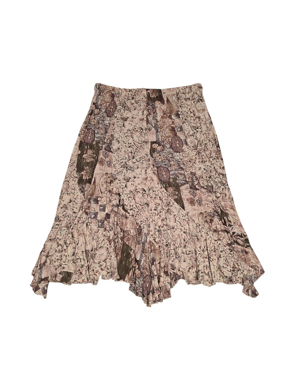 Neo Nostalgia Skirt Womens Medium Floral Rayon Asymmetric Ruffle Hem y2k Boho
